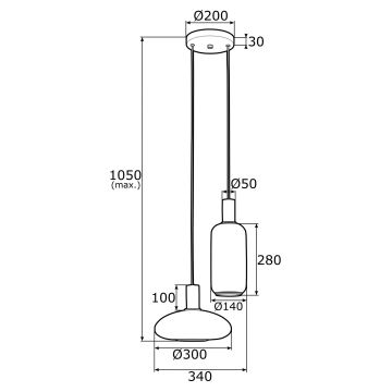 Argon 0896 - Suspension filaire SAGUNTO 2xE27/15W/230V laiton