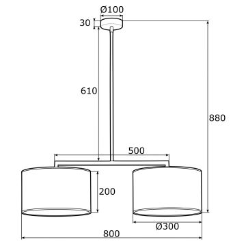 Argon 0898 - Hanglamp aan een paal KARIN 2xE27/15W/230V messing/zwart