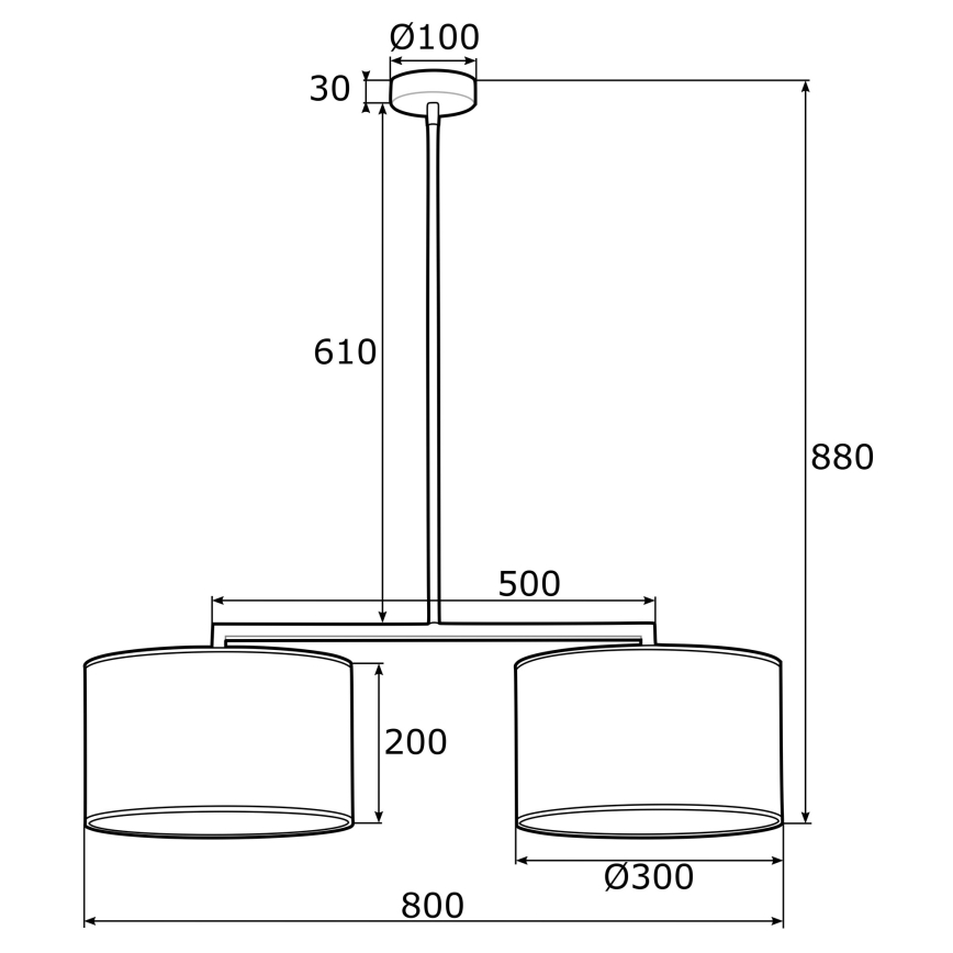 Argon 0898 - Hanglamp aan een paal KARIN 2xE27/15W/230V messing/zwart