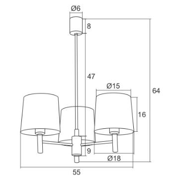 Argon 1382 - Hanglamp aan een paal BOLZANO 3xE27/15W/230V roze/glanzend chroom