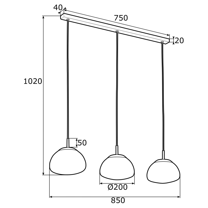 Argon 1494 - Hanglamp aan een koord TRINI 3xE27/15W/230V gouden