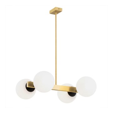 Argon 1767 - Hanglamp aan een paal FREEMONT 4xE27/15W/230V goud/wit/zwart