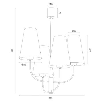 Argon 1821 - Hanglamp SAFIANO 4xE27/15W/230V goud