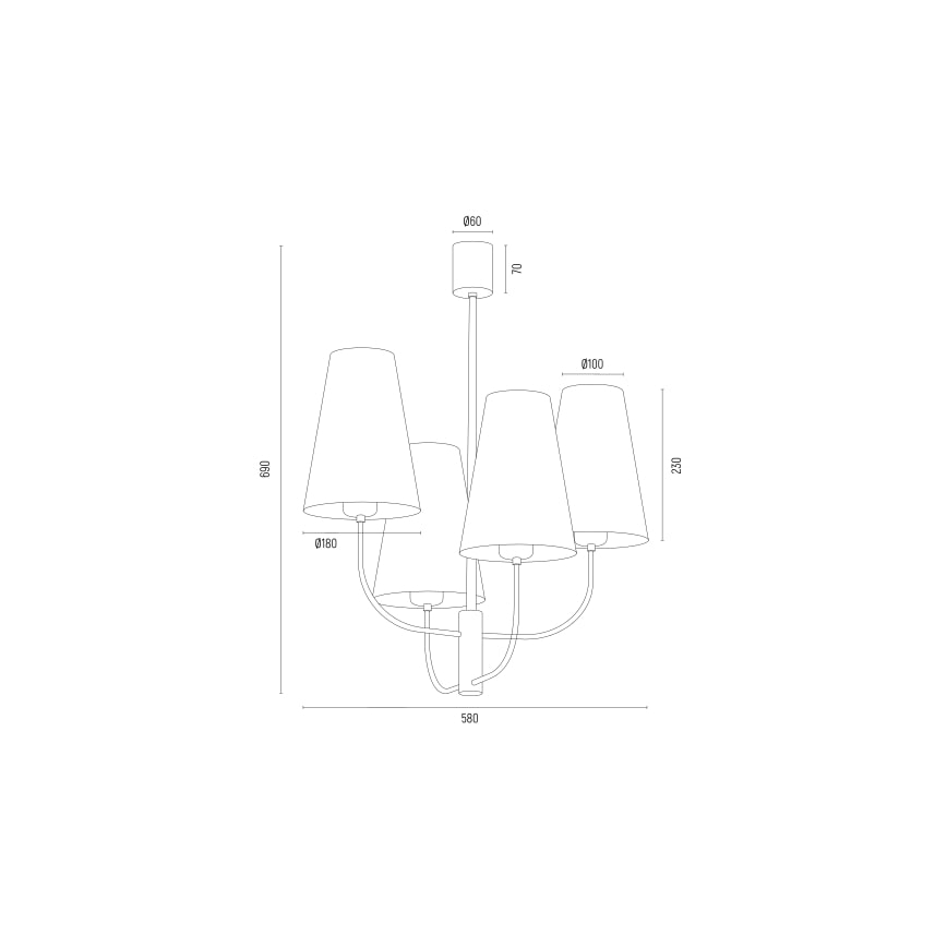 Argon 1821 - Hanglamp SAFIANO 4xE27/15W/230V goud