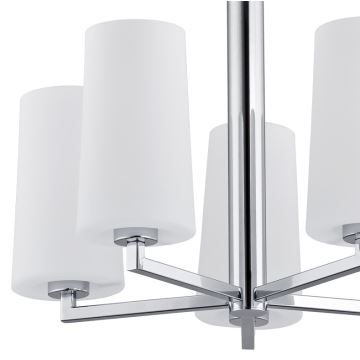 Argon 2053 - Hanglamp aan een paal CAMELOT 5xE27/15W/230V glanzend chroom