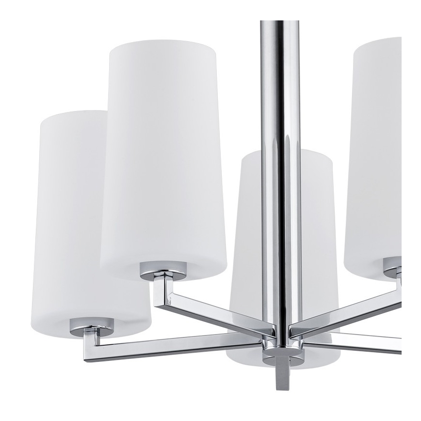 Argon 2053 - Hanglamp aan een paal CAMELOT 5xE27/15W/230V glanzend chroom