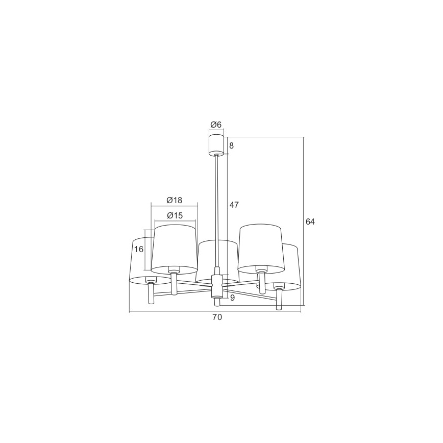 Argon 2074 - Hanglamp aan een paal BOLZANO 5xE27/15W/230V blauw