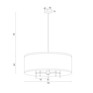 Argon 2127 - Hanglamp aan een paal ABBANO 5xE14/7W/230V messing/wit