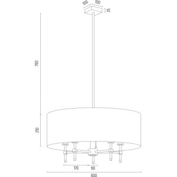 Argon 2146 - Hanglamp  ABBANO 5xE14/7W/230V messing/groen