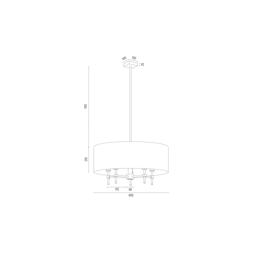 Argon 2146 - Hanglamp  ABBANO 5xE14/7W/230V messing/groen