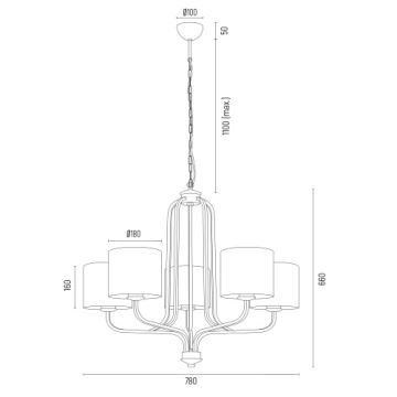 Argon 2172 - Suspension chaîne MARANELLO 5xE27/15W/230V