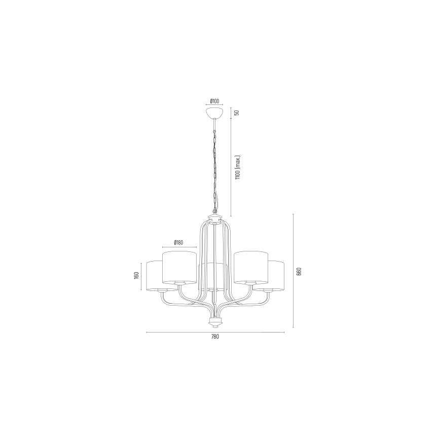 Argon 2172 - Suspension chaîne MARANELLO 5xE27/15W/230V