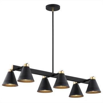 Argon 2552 - Hanglamp aan een paal AVALONE 6xE27/15W/230V zwart/goud