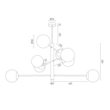 Argon 5041 - Hanglamp aan een paal CAMERON 8xE27/15W/230V messing/zwart