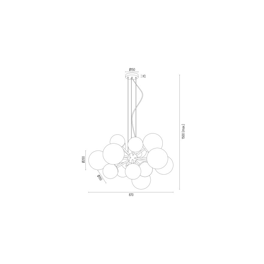 Argon 5048 - Suspension filaire SATELITE PLUS 15xE27/15W/230V doré