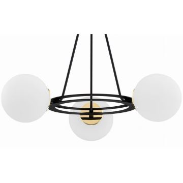 Argon 6150 - Hanglamp aan een paal AMALFI 3xE27/15W/230V zwart/wit