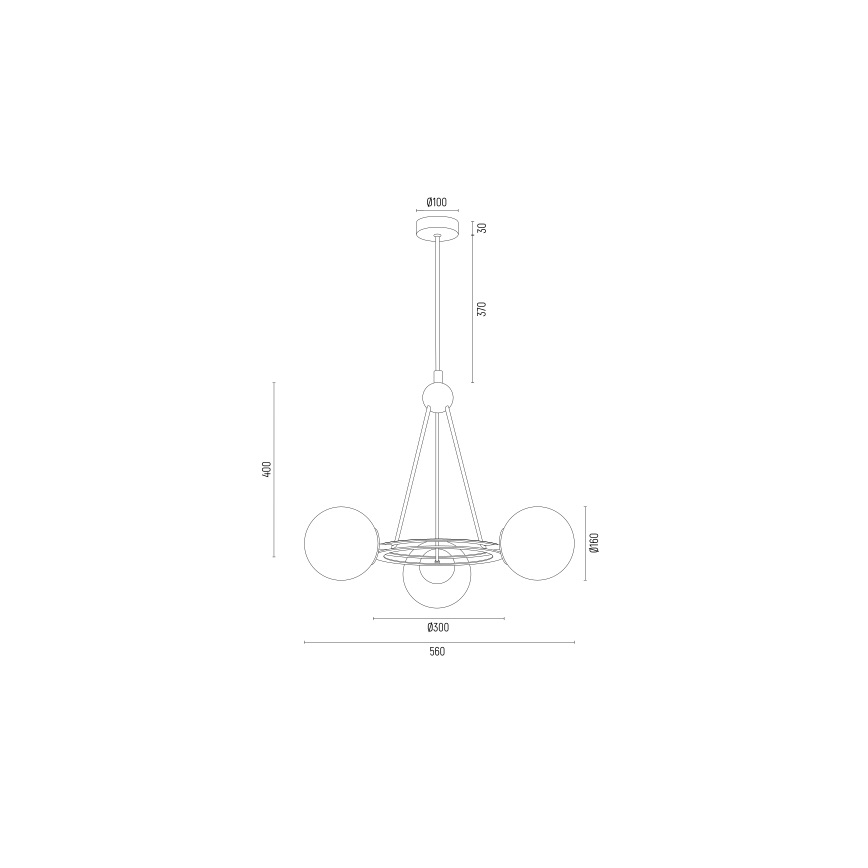 Argon 6150 - Hanglamp aan een paal AMALFI 3xE27/15W/230V zwart/wit