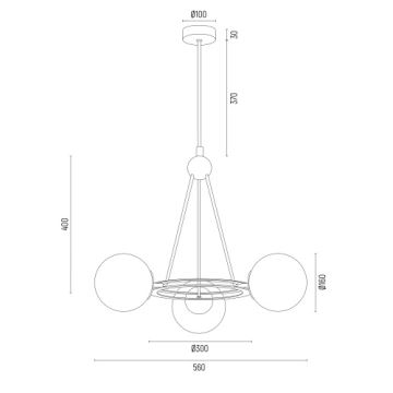 Argon 6150 - Lustre on a pole AMALFI 3xE27/15W/230V noir/blanc