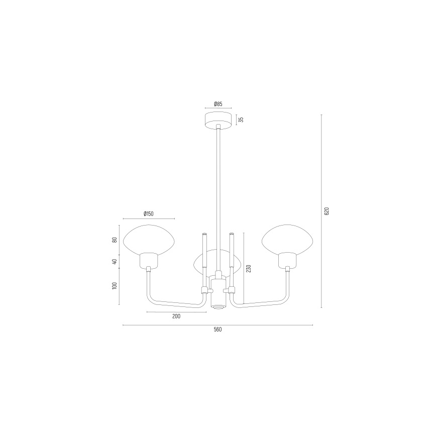 Argon 6166 - Hanglamp aan een paal RAVELLO 3xE14/15W/230V zwart/goud