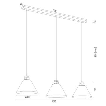 Argon 6174 - Hanglamp aan een koord ORTE 3xE27/15W/230V zwart