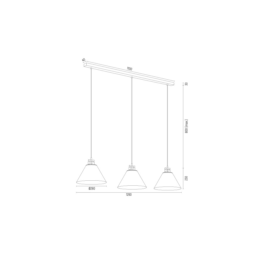 Argon 6174 - Hanglamp aan een koord ORTE 3xE27/15W/230V zwart