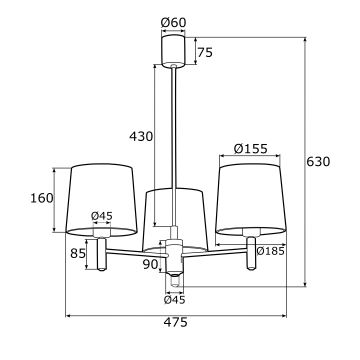 Argon 6266 - Hanglamp PONTE PLUS 3xE27/15W/230V rood