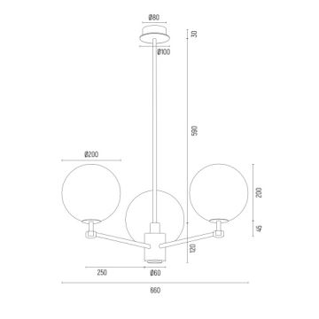 Argon 6307 - Hanglamp met vaste pendel PALOMA 3xE14/7W/230V goud/wit