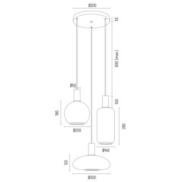 Argon 6323 - Hanglamp aan een koord SAGUNTO PLUS 3xE27/15W/230V zwart