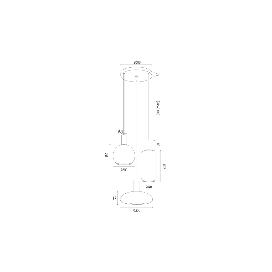 Argon 6323 - Hanglamp aan een koord SAGUNTO PLUS 3xE27/15W/230V zwart