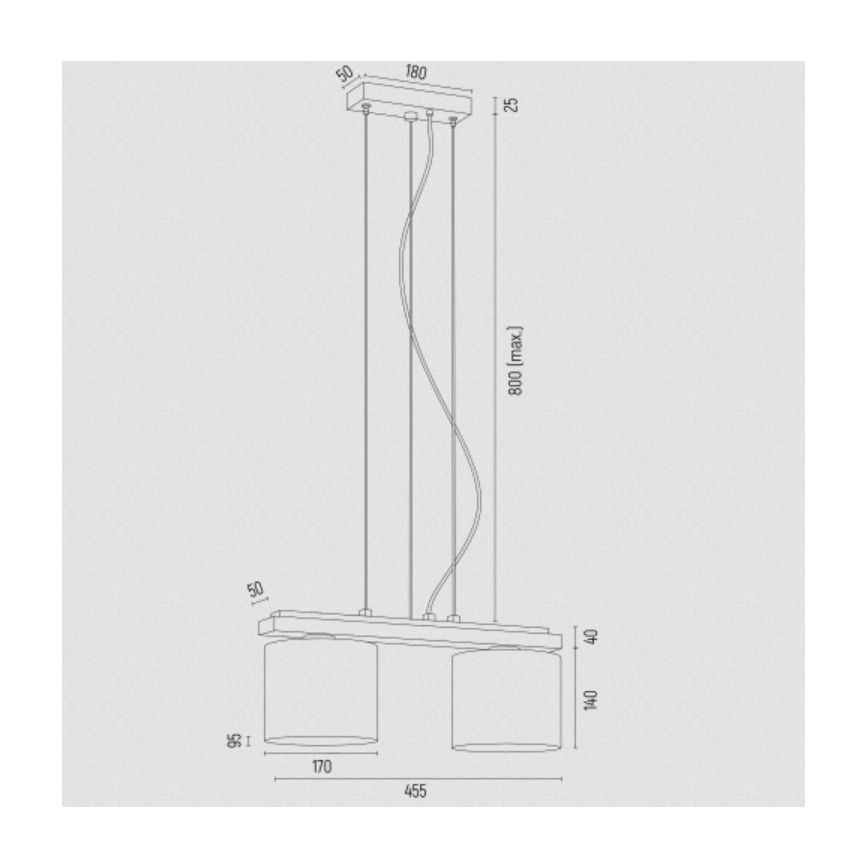 Argon 7164 - Hanglamp aan een koord CANOA 2xE27/15W/230V zwart