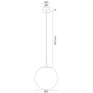 Argon 8447 - Hanglamp aan een koord ALMIROS 1xE27/15W/230V diameter 25 cm albast goud