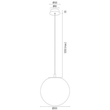 Argon 8448 - Hanglamp aan een koord ALMIROS 1xE27/15W/230V diameter 30 cm albast goud