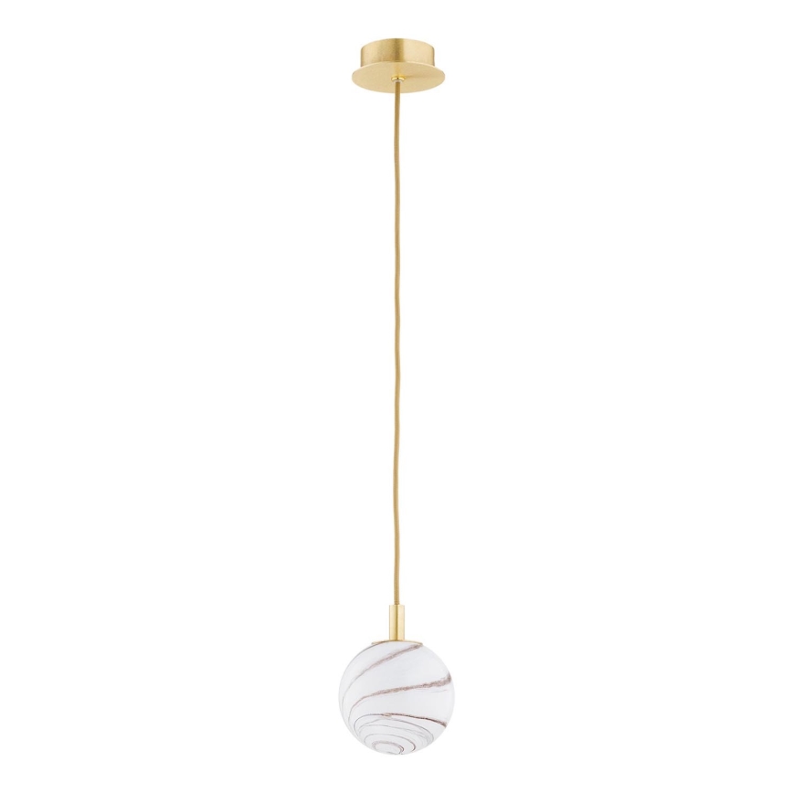 Argon 8450 - Hanglamp aan een koord ALMIROS 1xE14/7W/230V diameter 12 cm albast goud