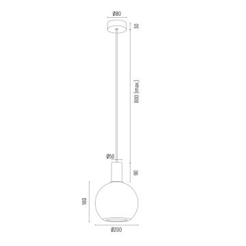 Argon 8564 - Suspension filaire SAGUNTO PLUS 1xE27/15W/230V d. 20 cm noir