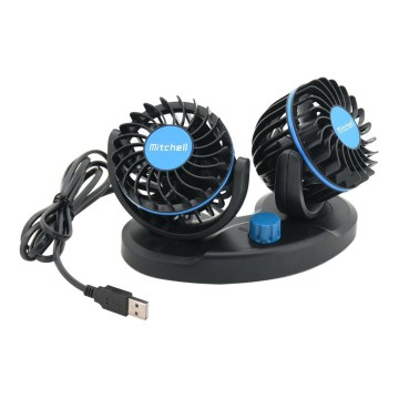 Auto dashboard fan met USB 3W/5V zwart