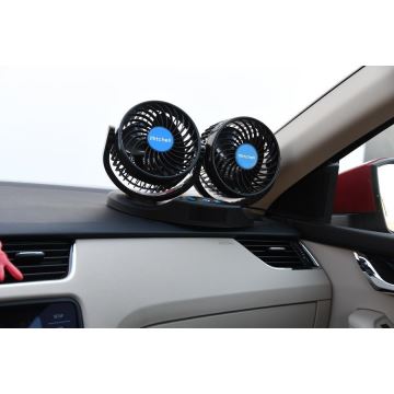 Autodashboardventilator met thermometer 9W/12V zwart