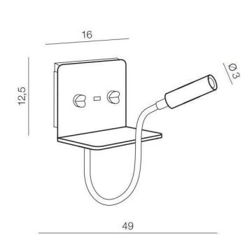 Azzardo AZ4417 - LED Petite lampe flexible avec étagère VERA 1xLED/5W/230V + 1xLED/6W blanc