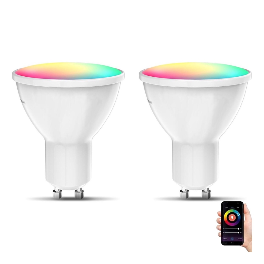 B.K. Licht 1263 - LOT 2x Ampoule à intensité variable LED RGB GU10/5,5W/230V Wi-Fi Tuya