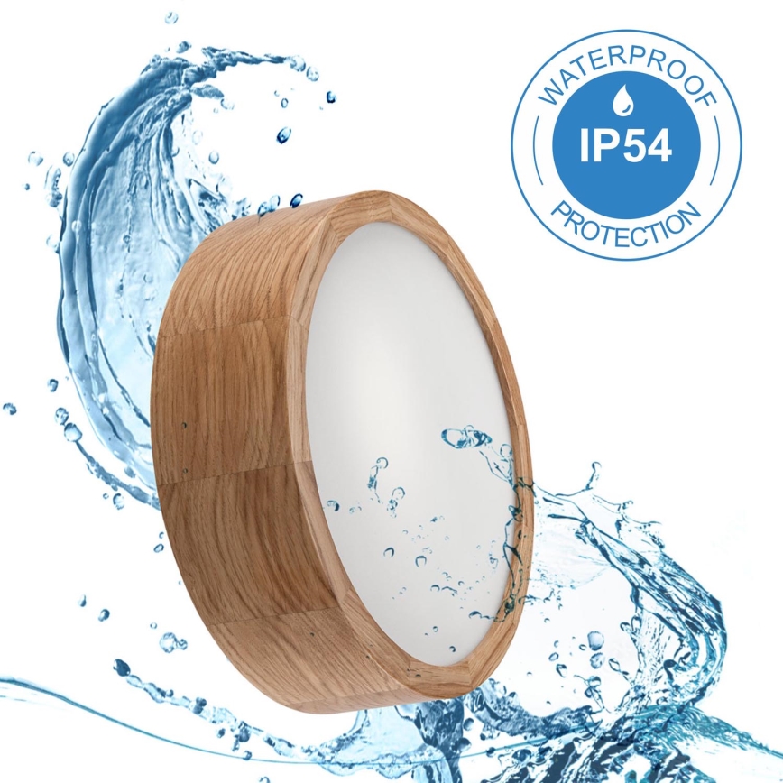 Badkamer plafondlamp OAK 2xE27/15W/230V IP54 eiken ø 27 cm - FSC gecertificeerd