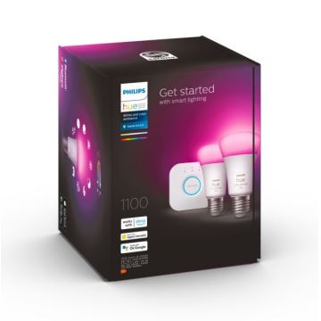 Basis Set Philips Hue WHITE AND COLOR AMBIANCE 2xE27/9W/230V 2000-6500K + verbindingsapparaat