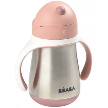 Beaba - Mug thermo-isolé avec paille 250 ml rose