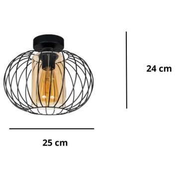 Bevestigde hanglamp CORRINI 1xE27/60W/230V diameter 25 cm zwart/beige