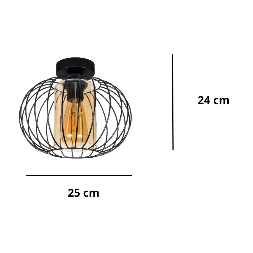 Bevestigde hanglamp CORRINI 1xE27/60W/230V diameter 25 cm zwart/beige