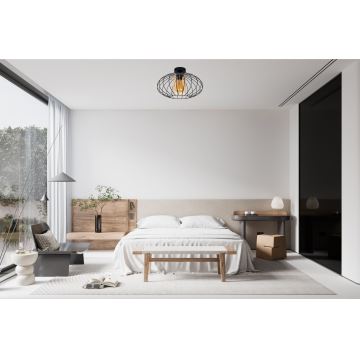 Bevestigde hanglamp CORRINI 1xE27/60W/230V diameter 34 cm zwart/beige