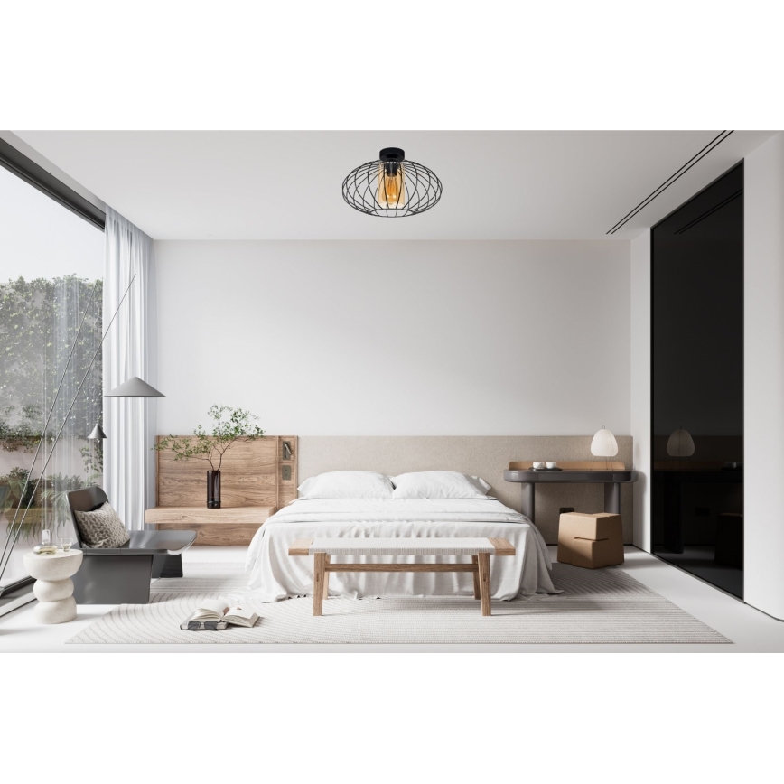 Bevestigde hanglamp CORRINI 1xE27/60W/230V diameter 34 cm zwart/beige