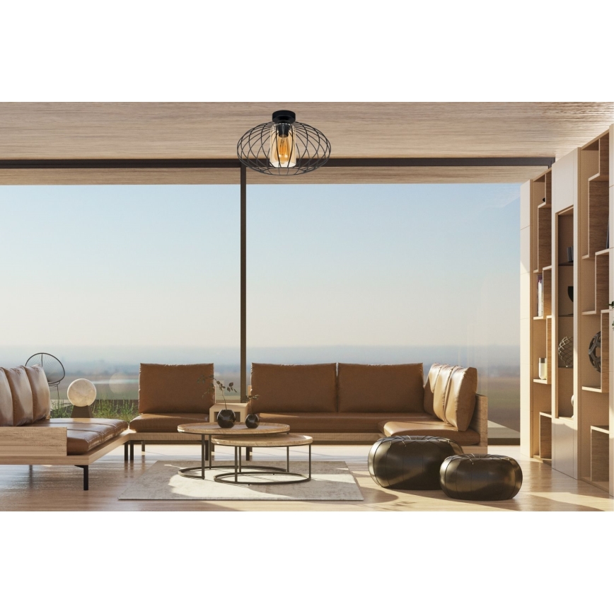 Bevestigde hanglamp CORRINI 1xE27/60W/230V diameter 34 cm zwart/beige