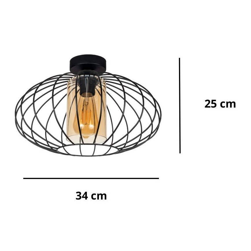 Bevestigde hanglamp CORRINI 1xE27/60W/230V diameter 34 cm zwart/beige