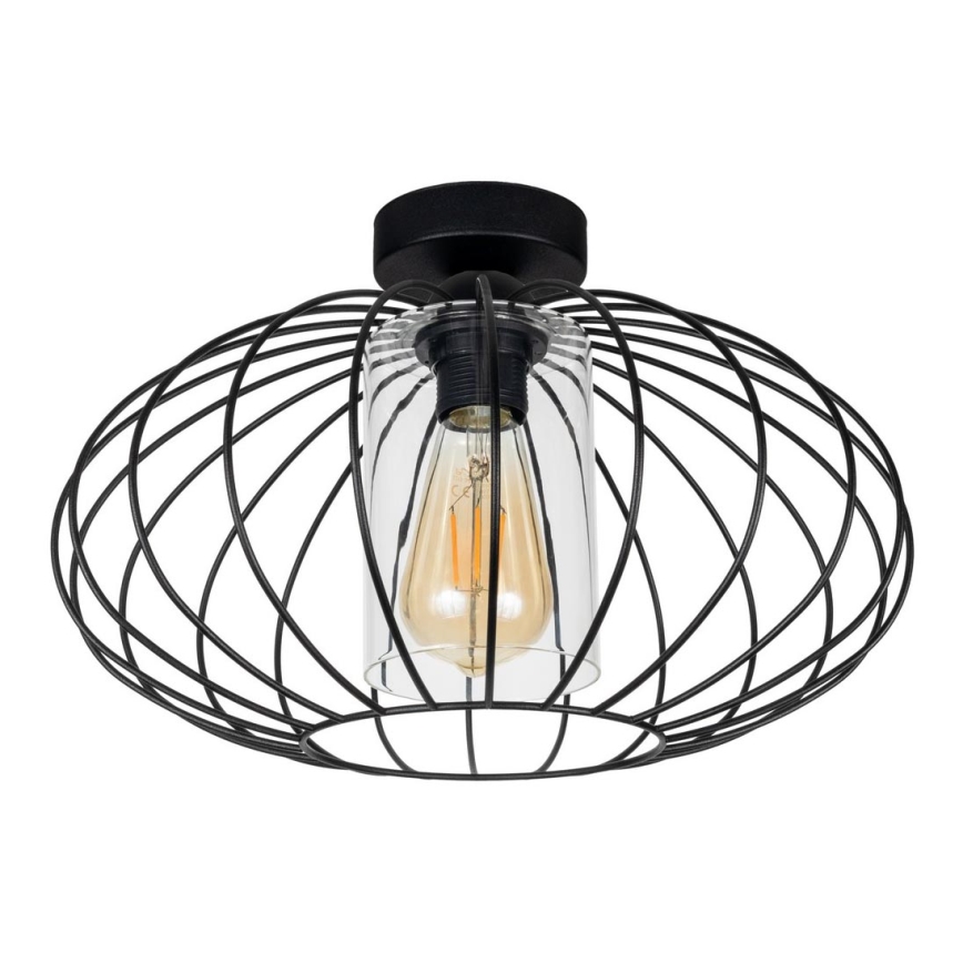 Bevestigde hanglamp CORRINI 1xE27/60W/230V diameter 34 cm zwart/doorzichtig