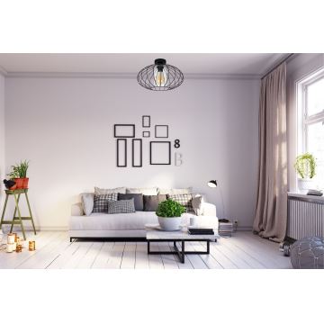 Bevestigde hanglamp CORRINI 1xE27/60W/230V diameter 34 cm zwart/doorzichtig