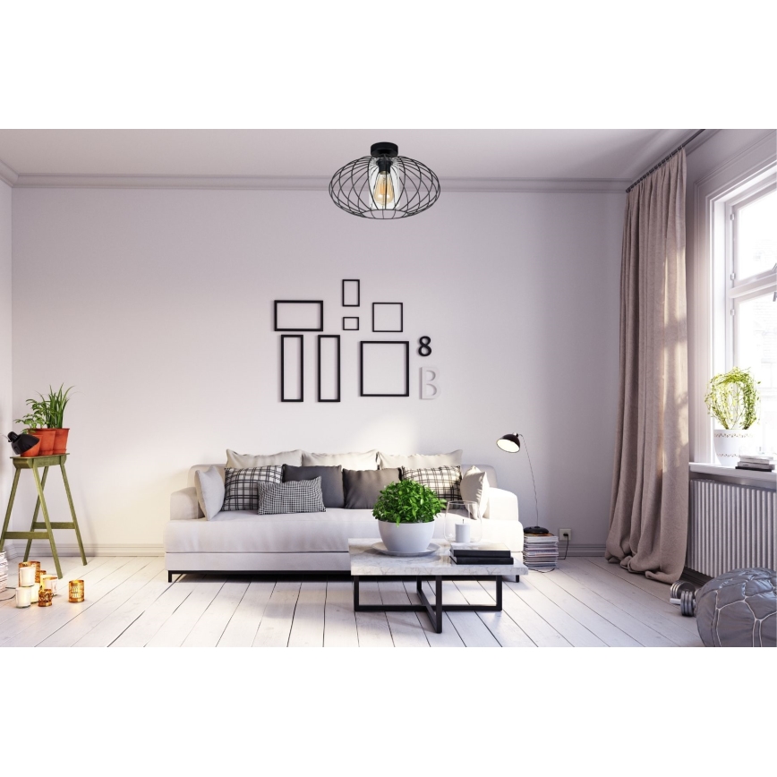 Bevestigde hanglamp CORRINI 1xE27/60W/230V diameter 34 cm zwart/doorzichtig